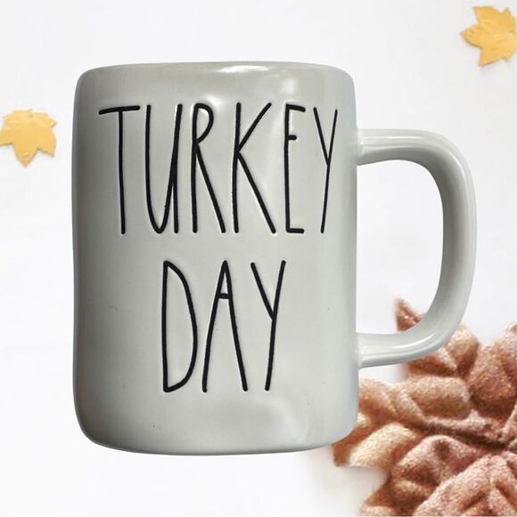Rae Dunn Thanksgiving Inspired Coffee Mug (Turkey Day Ivory/Orange) NWT - Picture 1 of 8